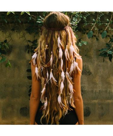 CAKURE Boho Feather Headbands Set - Handmade Indian Bridal Hair Accessories for Women and Girls - Buy Online on SooperMarket.com