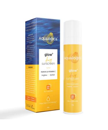 Glow+ Dewy Face Sunscreen with SPF 50+ & PA+++ | Blue Light Protection & No White Cast | Helps Give Glowing Skin with Papaya & Vitamin C | 1.76 Oz/50g 1.76 Ounce (Pack of 1)