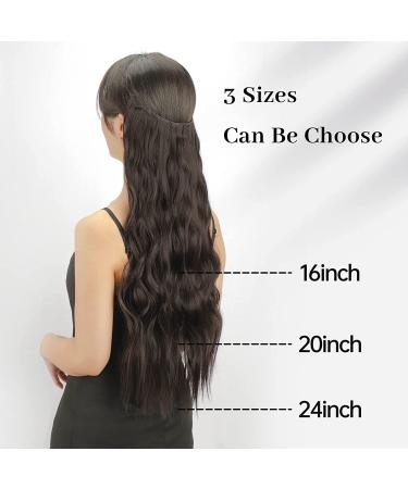 KooKaStyle Invisible Wire Hair Extensions - Long Wavy Secret Hairpiece | Adjustable Size, 4 Secure Clips, 24 Inch, Black - Buy Online on SooperMarket.com