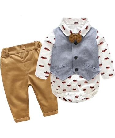 Volunboy Baby Boys Gentleman Suit 4 PCS Set | Formal Waistcoat Outfit Wedding Shirts + Vest + Bow Tie | 18-24 Months - Buy Online on SooperMarket.com