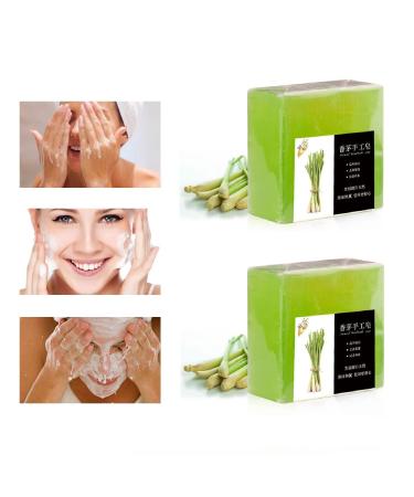 OUKPANE 2Pcs Citronella Soap  Citronella Lemongrass Soap for Body & Facial Skin.