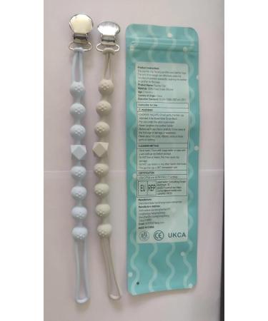 Kowlone Dummy Clips Boys Girls Silicone Soother Pacifier Chain Flexible Binky Holder Set with Texture for Teething Baby Unisex Newborn Dummies 1-Piece Design(Pastel Blue Glacier Grey) A: Pastel Blue Glacier Grey - Buy Online on SooperMarket.com