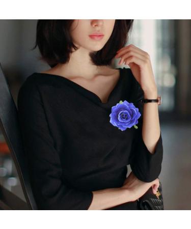 OSALADI Flower Hair Accessories Artificial Floral Hair Clip Big Rose Flower Hairpin Wedding Bridal Barrette Elegant Brooch Accessories for Women Girl Bridal Blue White Roses Artificial Flowers - Buy Online on SooperMarket.com