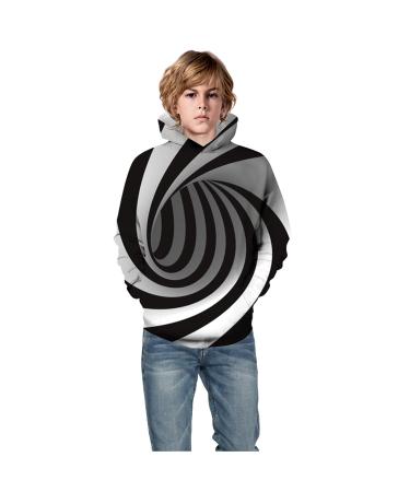 3D Sweatshirts Teen Print Tops with Pocket Kids Boy Hoodie Girl Pullover Cartoon Boys Tops Toddler Jumper White 7-8 Years
