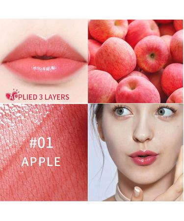 2 Colors Lip Tint Stain for Cheek & Lip | Long Lasting Glossy Korean Mini Liquid Lipstick - #01 APPLE & #03 WATERMELON - Buy Online on SooperMarket.com