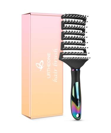 Hair Brush, Curved Vented Detangling Hair Brushes for Women Men Wet or Dry Hair,Faster Blow Drying Styling Professional Vent detangler brush for Curly Thick Wavy Thin Fine Long Short Hair(Black)