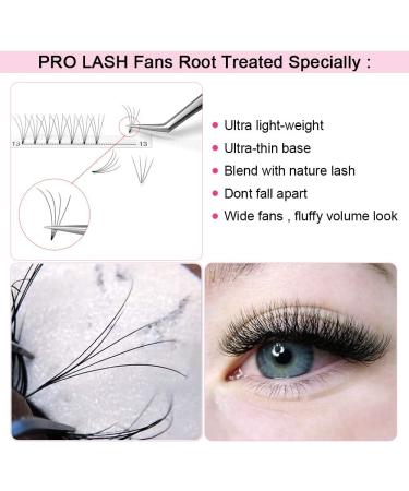 4D-D-0.10-14mm Short Stem Pre Made Fan Eyelash Extensions - Russian Volume Lashes 0.07 0.10 - 14 mm - Buy Online on SooperMarket.com