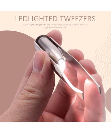 Stainless Steel Eyelashes Eyebrow Tweezer + LED Light - Buy Online on SooperMarket.com