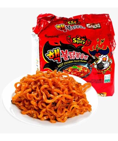 CNMART Samyang Hot Chicken Buldak Ramen HALAL/Pack of 10 Instant Noodles + 1 Free Bottle Samyang Sauce - Assorted 10 Different Flavours Case  - Buy Online on SooperMarket.com