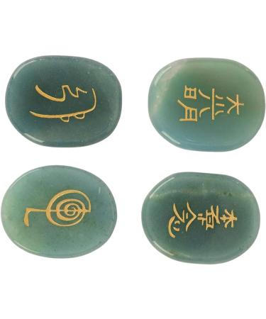 Rune Stones Reiki Oval Witch Set 4Pcs Stones Crafts Hobbies (Green) - Buy Online on SooperMarket.com
