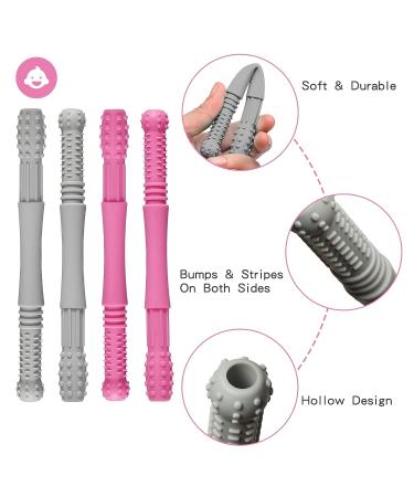 Soothing Silicone Baby Teething Tubes for Babies 0-12 Months - Safe, Non-Toxic and BPA-Free Teething Toys for Girls - Dishwasher Safe - Buy Online on SooperMarket.com