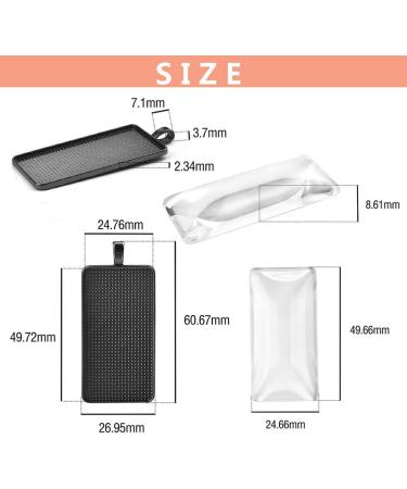 DROLE 30Pcs Pendant Trays Kit | Rectangle Bezels with Glass Cabochon | Jewelry Making Supplies - Buy Online on SooperMarket.com