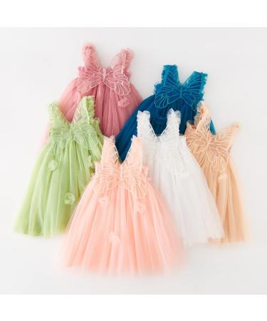 PythJooh Baby Girl Tulle Dress | Sleeveless Butterfly Wings Tutu Princess Dress | Daisy Stars Sundress for 0-4 Years | 12-18 Months | White - Buy Online on SooperMarket.com
