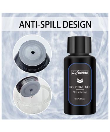 Lofuanna Poly Gel Slip Solution 80ML - Professional Kit for Extender Gel Builder Gel UV/LED Nail Tips - with Nail Brush and Acrylic Glass - 2PCS - Buy Online on SooperMarket.com