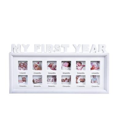 Baby's First Year Photo Frame - Newborn Keepsake for 12 Months, Nursery Decor and Mother's Day Gift in White - Buy Online on SooperMarket.com