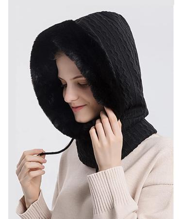 Feoya Storm Hood Ladies Balaclava - Winter Warm Fleece Ski Cap & Neck Warmer - Black Cycling Hat & Scarf - Buy Online on SooperMarket.com