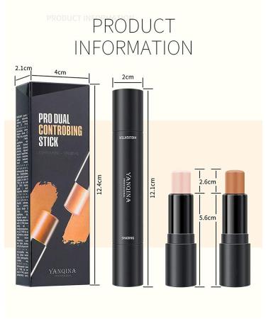 Go Ho 2 Colors Contour Stick - 2 in 1 Double-sided Concealer Stick Highlighter | Long-lasting Waterproof 3D Face Makeup Cream | 01# Ivory and Dark Brown - Buy Online on SooperMarket.com