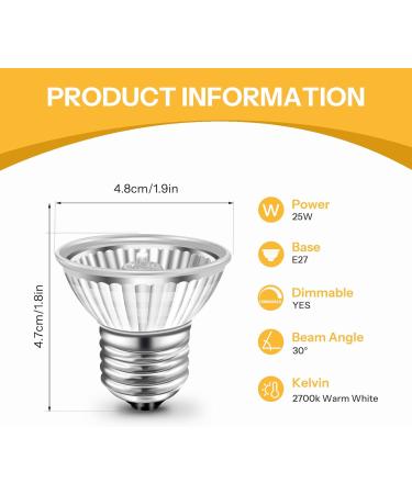 Caldarax 2 Pack Reptile Heating Bulb E27 Dimmable UVA UVB Bulb Tortoise 25W Turtle Basking Bulb for Reptiles and Amphibians Heat Lamp Bulb for Tortoise Bearded Dragon Lizard Snake - Buy Online on SooperMarket.com