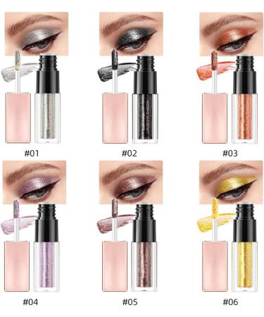 Reddhoon 6 Colors Liquid Glitter Eyeshadow Set Diamond Shimmer Metallic Liquid Eyeshadow Waterproof Long Lasting Quick Drying Sparkling Eye Shadow Makeup Set Set A - Buy Online on SooperMarket.com