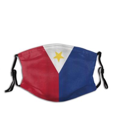 Flag of The Philippines Pattern Digital Print Cotton Washable Nose Wired Face Cover Filter Pocket Wide Cover with Filter