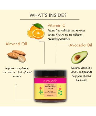 Vitamin C Face Cream with SPF 50 | Revive Dull Skin & Reduce Sun Damage | Organic Argan & Avocado Oil Moisturizer | Hydrating Sunscreen | 3.53 Oz (100g - Buy Online on SooperMarket.com