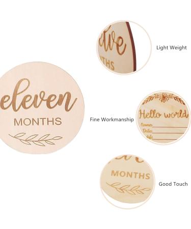 Joy Depot 12-Piece Baby Monthly Wooden Cards and Discs Set for Newborns | Double-Sided Milestone Photo Props | Baby Shower Gift | 0-12 Months Growth Recording - Buy Online on SooperMarket.com