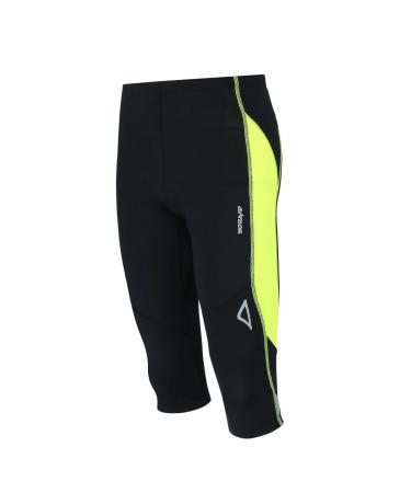 Airtracks functional running pants 3/4 long per air - running tight - functional pants - breathable - compression - quick -drying xxl black -neon