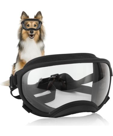 Socobeta Dog Goggles - Anti-UV Pet Sunglasses with Adjustable Strap | Black Frame, Transparent Lenses - Buy Online on SooperMarket.com