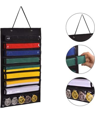 LYFFXYH Martial Arts Belts Organizer - Hanging Medal Display Rack for 8 Belts | Karate Belt Holder in Dust-Proof Black - Buy Online on SooperMarket.com