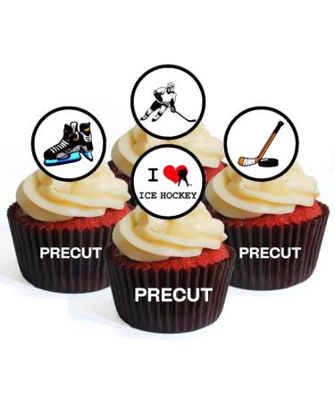 PRECUT Ice Hockey Cupcake Toppers Ice Hockey Theme Edible Mini Cake Decorations - Edible Ice Hockey Party Decorations Ice Hockey Cake Topper Ice Hockey Edible Cupcake Toppers (Pack of 24) - Buy Online on SooperMarket.com