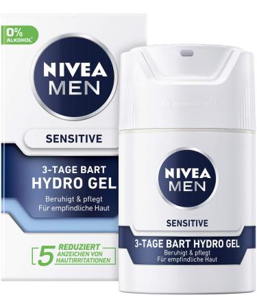 Nivea Men Sensitive 3-Tage Bart Hydro Gel in 2 Series Pack (2 x 50 ml) moisture cream for men with sensitive skin & 3-day beard soothing face cream
