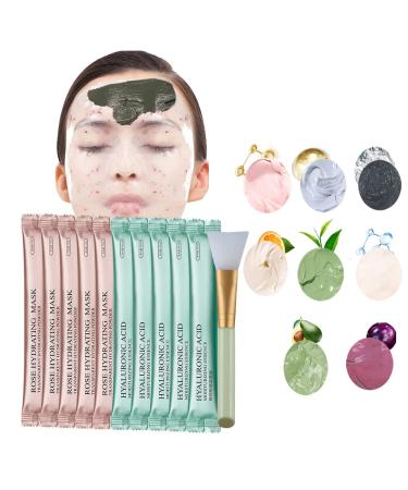 Rose Jelly Face Mask Skin Care 18Packs Facial Masks with Rose Powder Hyaluronic Acid Serum and Green Tea Dead Sea Vitamin 0.00 Ounce (Pack of 3523656)