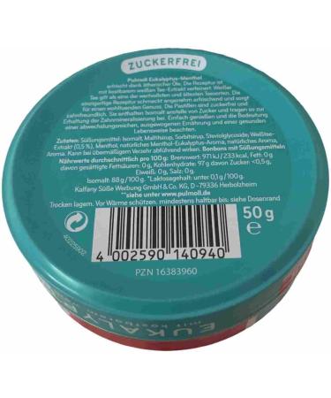 Buy Pulmoll Eucalyptus Menthol Sugar-Free 6-Pack (6x50g Can) - International Shipping Available! - Buy Online on SooperMarket.com