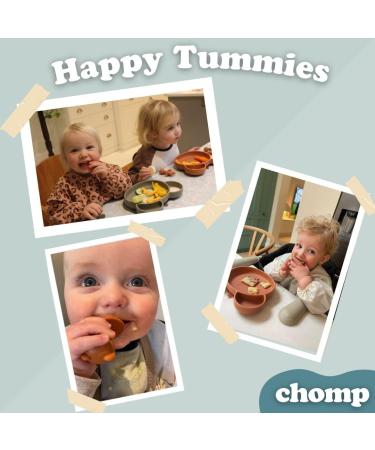 Suction Plate Baby Cutlery Set Chomp - Includes Baby Toothbrush, Weaning Set, Spoon, Fork, Suction Bowls - Rose Pink | Dishwasher Safe - Buy Online on SooperMarket.com
