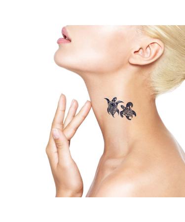 Ocean-Inspired Temporary Tattoo - Long Lasting Navy Blue Turtles Design for Adults - 4 Sheets - Buy Online on SooperMarket.com