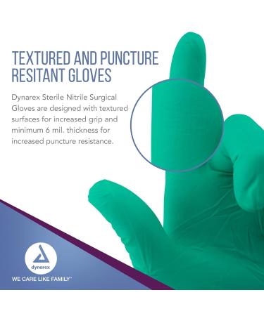 Dynarex Sterile Nitrile Surgical Gloves 6 Mil Size 8 - Case of 200 Pairs | Powder-Free, Puncture-Resistant - Buy Online on SooperMarket.com