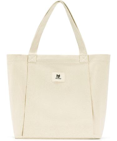 Moyaqi Canvas Tote Bag with Yoga Mat Carrier Pocket - Versatile Carryall for Office, Workout, Pilates, Travel, Beach, and Gym - Beige - Buy Online on SooperMarket.com