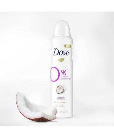 Dove 0% Aluminum Free Deodorant Spray 4 oz, 3 Pack - Coconut & Pink Jasmine, 48-Hour Protection - Buy Online on SooperMarket.com