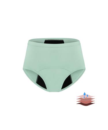 Leovqn Period Pants for Women Lace Trim Menstrual Underwear Heavy Flow Period Knickers Leakproof Postpartum Briefs S Light Green