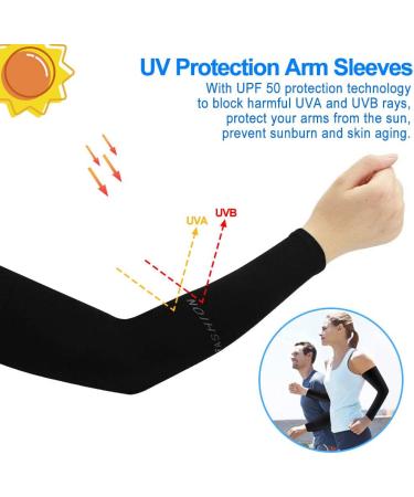 Siyingsaery UV Protection Arm Sleeves - 2 Pairs Black Slide-Resistant Elastic Sun Protection for Men & Women - Anti-UV Arm Protectors for Running & Basketball - Buy Online on SooperMarket.com