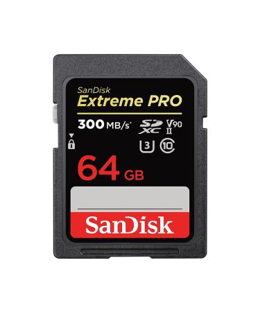 SanDisk 64GB Extreme PRO SDXC UHS-II Memory Card - C10, U3, V90, 8K, 4K, Full HD Video, SD Card - SDSDXDK-064G-GN4IN Card Only 64GB