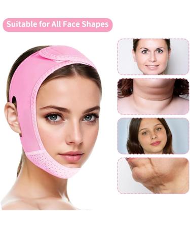 Airfish V Line Lifting Mask Double Chin Reducer with Chin Strap for Women Double Chin Eliminator Face Lift Chin Mask Lift Prevent Sagging V Shaped Slimmer (Pink) - Buy Online on SooperMarket.com