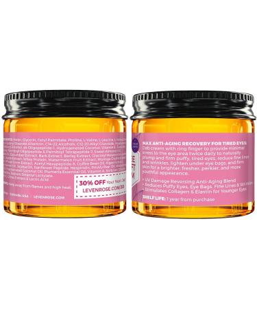 Leven Rose Coffee Eye Lift Cream - 100% Natural Anti-Aging Solution | Reduce Puffiness, Dark Circles, and Wrinkles | Deep Hydrating and Firming Formula - 1 oz - Buy Online on SooperMarket.com