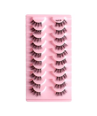 Eyelash Package Trays High Imitation 10 Pairs of Half Eye Eyelashes Grafting Eyelashes Curling Eyelashes Small Eyelash Curler F One Size
