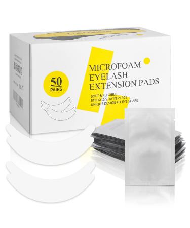 LASHVIEW 50 Pairs Eye Pads,Under Eye Pads Kit for Eyelash Extension,Microfoam Eye Pads,Natural NO Hydrogel,Lash Extension Lint Free,Fit Most Eye Shape,Stick Well,Hypoallergenic