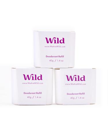 Wild - Natural Refillable Deodorant - Coconut & Vanilla Refill Trio Pack - Vegan & Eco-Friendly - Aluminium Free - Long Lasting Protection - 100% Natural Ingredients - 3 Pack of 40g Refills Coconut & Vanilla 40 g (Pack of 3)