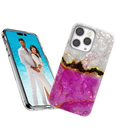 ARSTVEC protective cover for iPhone 14 Pro Max case for girls and women glitter pearl glittering glittering soft TPU flexible thin girlish cell phone case for iPhone 14 Promax 6.7 elegant pink elegant pink gold marble marble