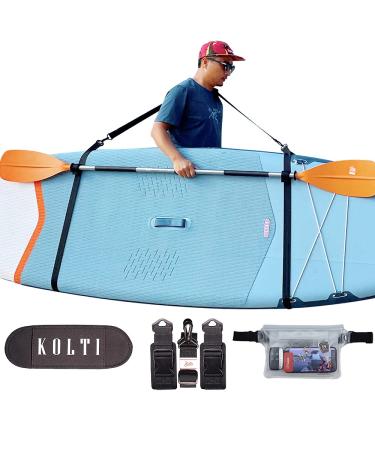 Kolti Paddle Board Carry Strap, Adjustable Heavy-Duty SUP Carrying Support Strap for Surfboard Stand Up Paddleboard Canoe Longboard Carry Belt Paddle Board Accessories Black