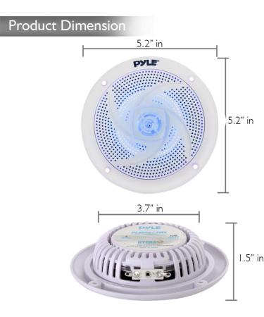 Pyle 240W 6.5 Low-Profile Waterproof Marine Speakers - 1 Pair Slim Style Outdoor Audio System w/ Illuminating LED Lights - Buy Online on SooperMarket.com