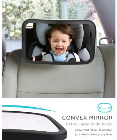 Shatterproof Baby Car Mirror for Backseat | Adjustable Rear View Mirror for Infants, Kids, and Pets - Black - Buy Online on SooperMarket.com